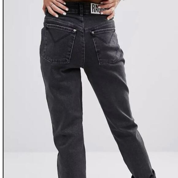 The Ragged Priest Lucky Cat Jeans Black Denim Size 24 Embroidered - Picture 5 of 10